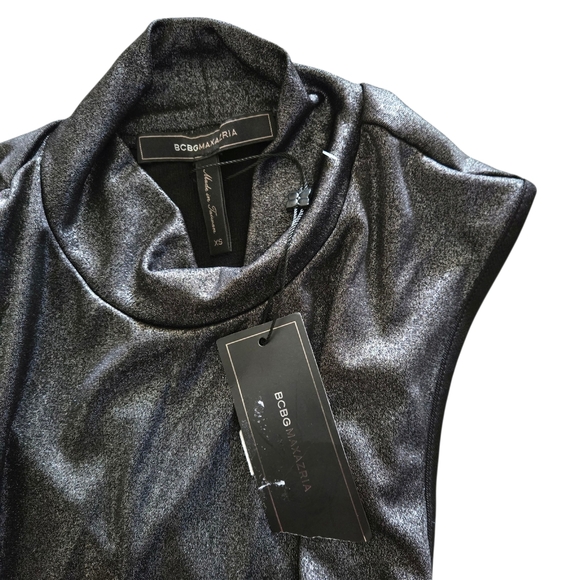 BCBGMaxAzria Metallic Black Asymmetrical Dress - Picture 10 of 10